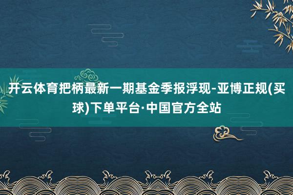 开云体育把柄最新一期基金季报浮现-亚博正规(买球)下单平台·中国官方全站